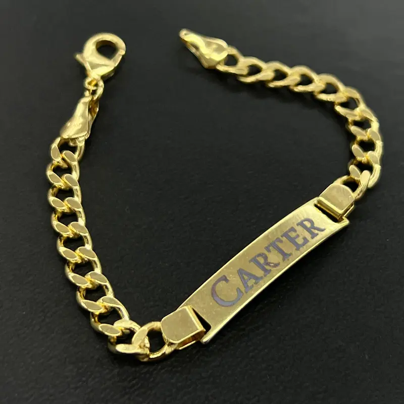 Kids ID Bracelet Curb Link Chain for Boys Girls 5.5" - Personalized Jewelry for Baptism Anniversary Birthday