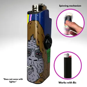 FLKR LYTR Sassy Sasquatch Fidget Spinning Lighter Case Matte Calming Security Protective Cover for Bic Lighters High Quality Polypropylene