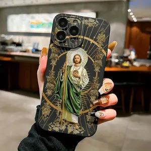 1pc Eye Black Saint Jesus Print TPU Material Anti-fall Hole Position Accurate Full Cover Protection Case for iPhone 17 Pro Max Phone Case 17 Air 16 Pro Max 16E 16Plus 15 Pro Max 15Plus 15 14 Pro 13 12 11 X XS Max Phone Cases