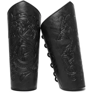 Medieval Leather Bracers Dragon Embossed Viking Leather Bracers Leather Arm Armer Cuff Leather Gauntlet Costumes Accessories