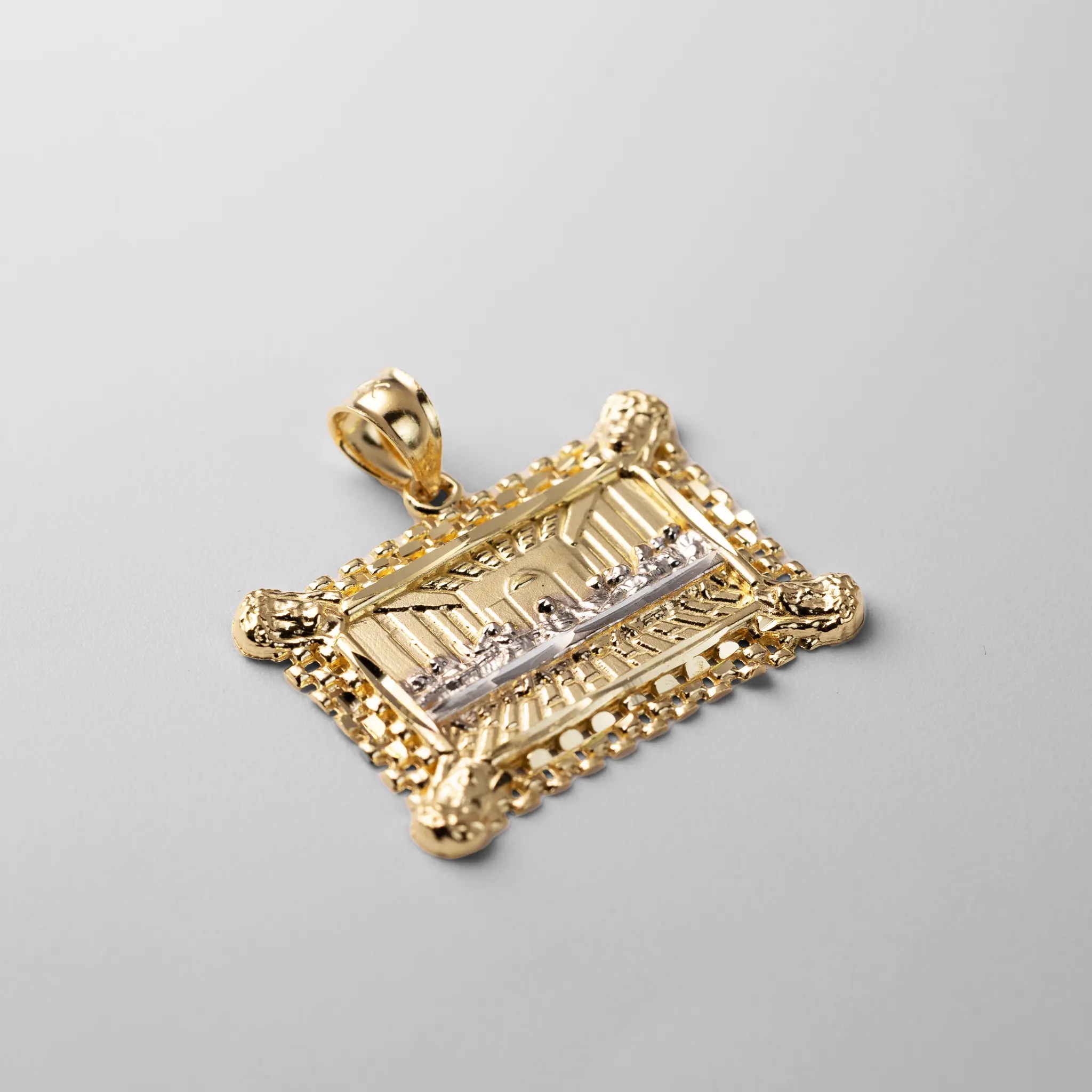 14K Gold Last Supper Rectangular Pendant - Model PT2769