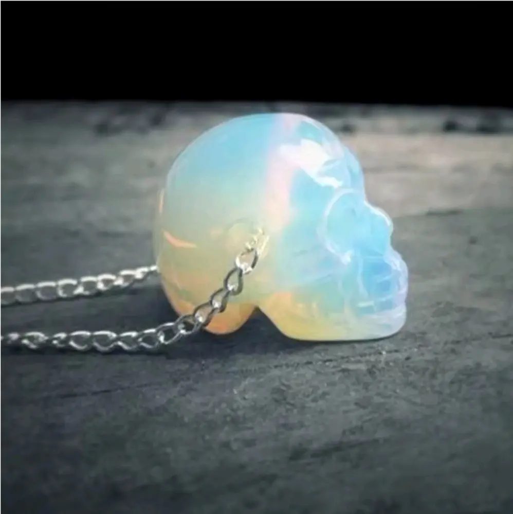 OPALITE CRYSTAL SKULL NECKLACE