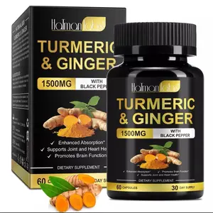 Turmeric Curcumin with Black Pepper & Ginger, 1500mg Turmeric Extract  60 Capsule gut support