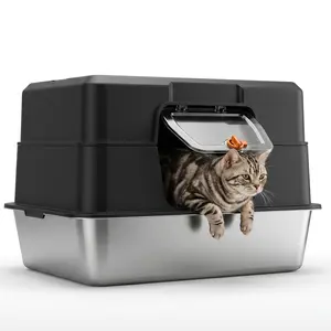 XXL Cat Litter Box, Stainless Steel, 36L, with Lid—Large metal cat litter box with high sides to prevent urine leakage, never absorbs odors, easy to clean, and non-sticky. #DealsforYouDays #SummerWins