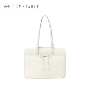 Comfyable Laptop Sleeve with Handle, Compatible with 13" MacBook Air M5 and Mac Neo, 14" Mac Pro/Max M5, Daily School Nylon Computer Bag, Cute Bow Design