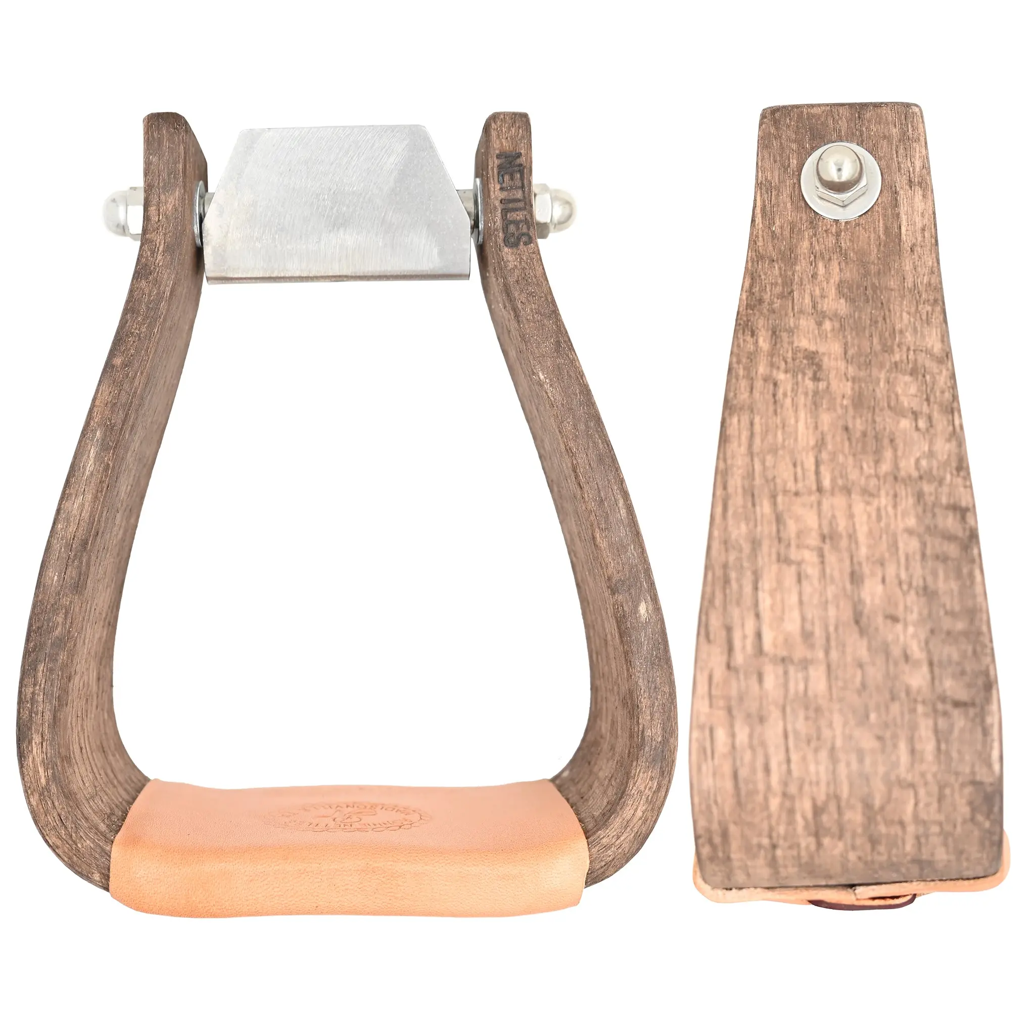 Nettles 3" Chisholm Deep Roper Wooden Stirrups with Leveler