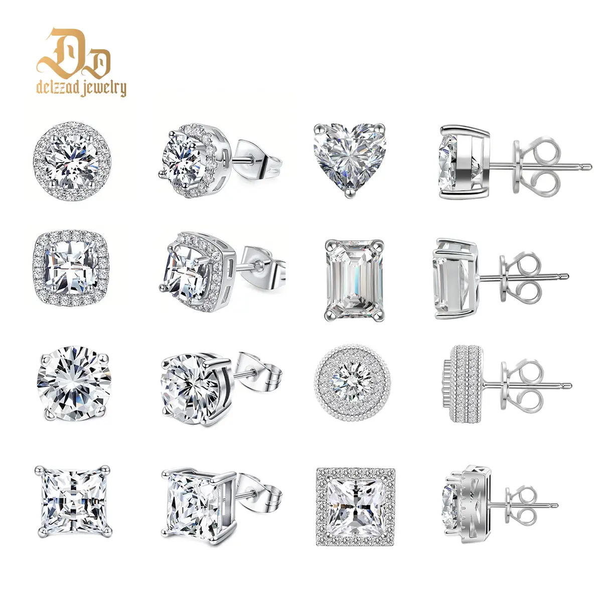 Delzzad S925 Synthetic Moissanite Stud Earring Birthday Anniversary Mother's Day Gifts for Men Women