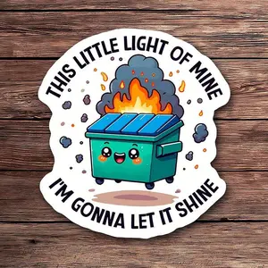 Cartoon Dumpster Fire Pattern Bumper Sticker, Funny Sarcastic Die Cut Sticker for Laptops, Cars & Water Bottles, Sticker Decals, Emotional Support & Mental Health Awareness Decal, Vehicle Exterior Decoration, Universal Car Sticker, Vinyl Truck Sticker