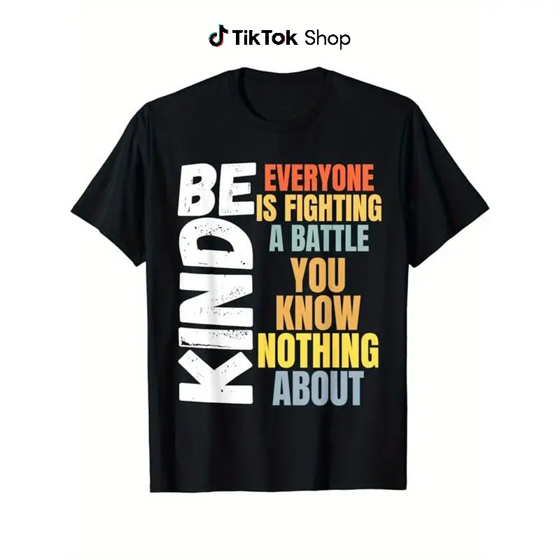 [100% Cotton] Be Kind Print Men'S Cotton T-Shirt, Casual Short Sleeve Crew Neck T-Shirt, Men'S Tee For Outdoor Made In USA T-Shirt For Men And Women