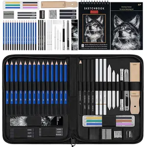 50 Pack Drawing Set Sketch Kit, Sketching Supplies with 3-Color Sketchbook, Graphite, and Charcoal Pencils, Pro Art Drawing Kit for Artists Adults Teens Beginner , Ideal for Shading, Blending