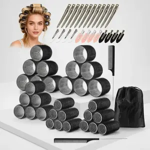 Hair Rollers with Clips 24 PCS Velcro Rollers for Hair Volume 4 Sizes with 24 Clips, Big Hair Curlers Rollers for Long Medium Short Hair DIY Hairdressing Hair Curling Tool