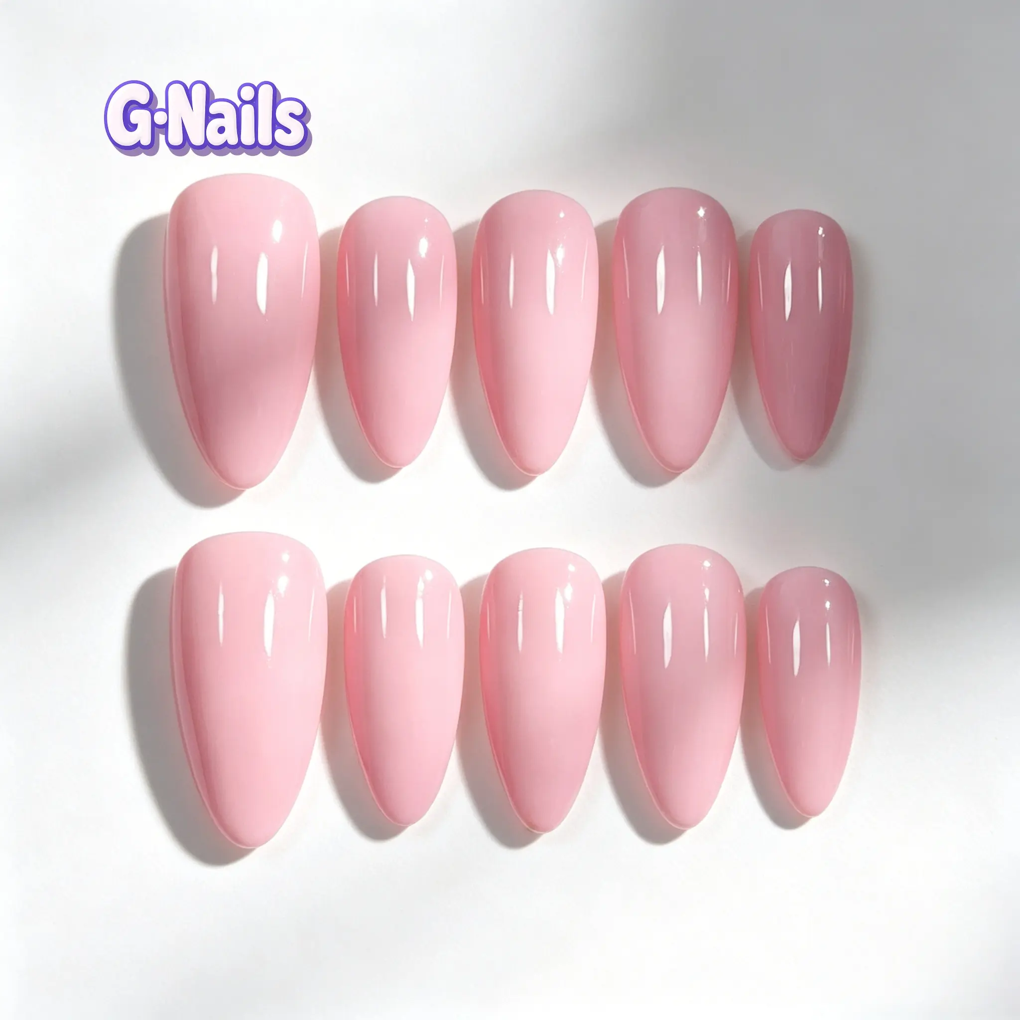G Nails A64 Princess Pink Nails 10 pcs Handmade Press On Nails Reusablenails Handpaintednails Pinknails Almond Nails