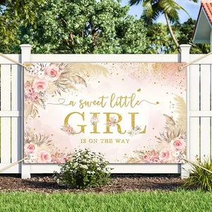 Boho Shower Party Background, Pampas Floral Photography Backdrop, Polyester, No Power Needed, Outdoor Decor & Studio Props