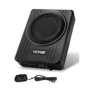 VEVOR 10 440W Underseat Car Subwoofer, Slim Powered Car Subwoofers with Blue Ambient Light, Low Profile Audio Sub Under the Seat with Built - in Amplifier, Remote Controller for SUVs, Car, Truck, RVVEVOR Super Brand Day