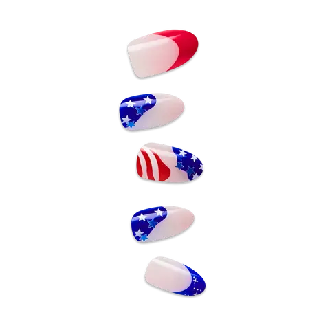 Impress Design No Glue Fake Press On Nails - Forever Fling | French Design, Multicolor, Medium, Almond, Manicure