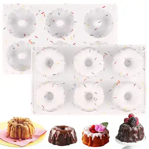 2 Mini Bundt Cake Pan  6-cavity Fluted Tube Non-stick Silicone Baking Mold For Cupcakes Donuts Muffins Cornbread Brownies Jellies