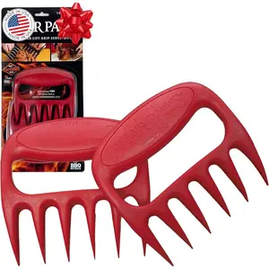 Meat Claws - The  BBQ Meat Shredder Claws for Pulled Pork,  Made - Easily Lift, Shred, Pull and Serve Pork, Chicken, Brisket and Turkey - Valentine's Day Gifts for Men (Red)
