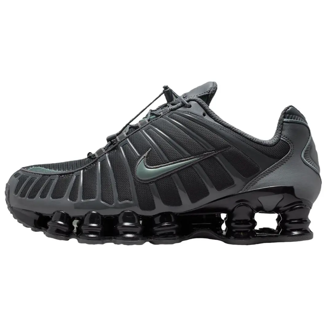 Nike Shox TL 'Iron Grey Clay Green' Men's Round Toe Lace-Up Athletic Shoe, All-Season Sports Footwear Sneaker with Lightweight Responsive Cushioning & Breathable Mesh Upper, Training, Casual, Rubber, Male Shoe, True-To-Size