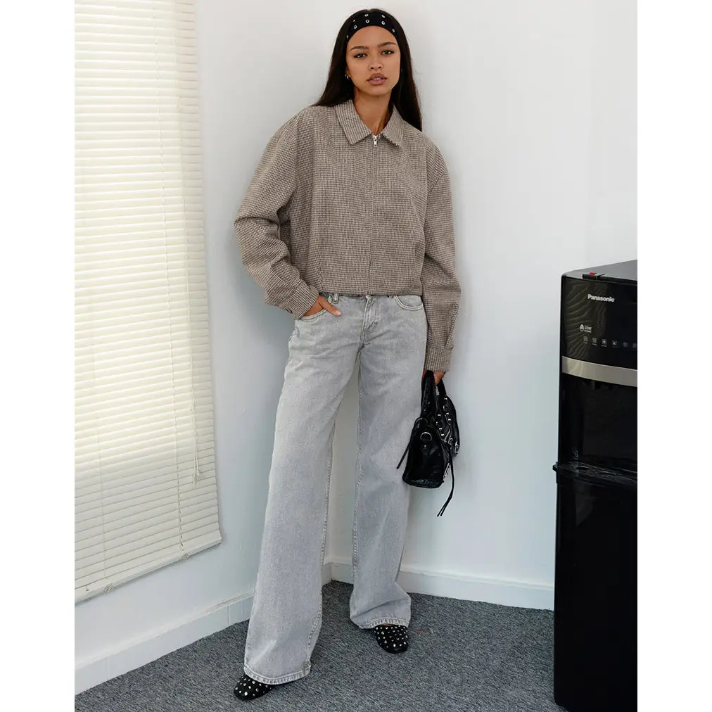 Carlo Cropped Jacket in Check Brown