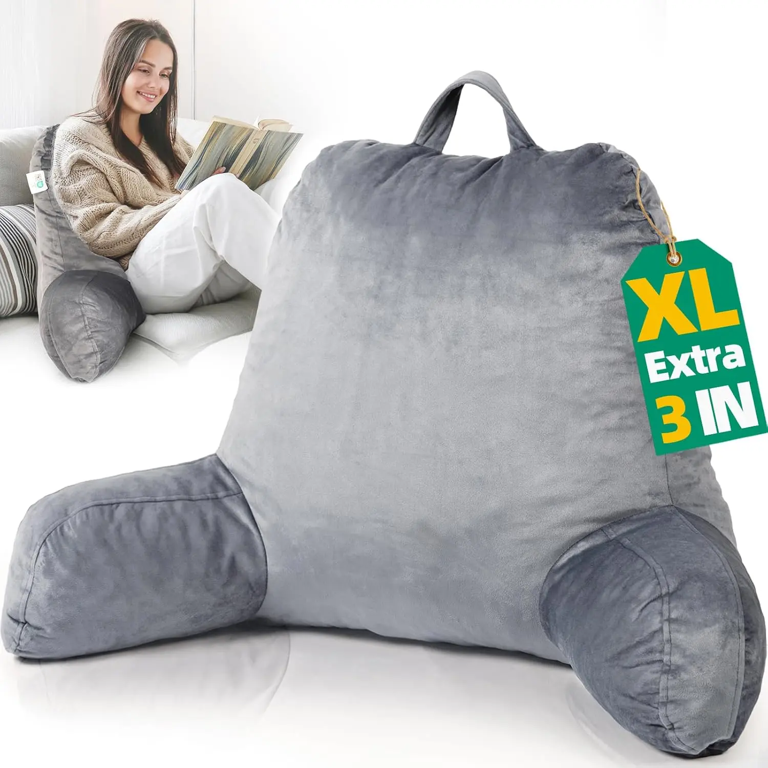 Reading Pillow Arm Pillows for Adults,  Pillow for Sitting in Bed Shredded Memory  Support Backrest Pillows Bed Chair Pillow Cushion Rest Pillow Backrest Pillows in Bed with Arms