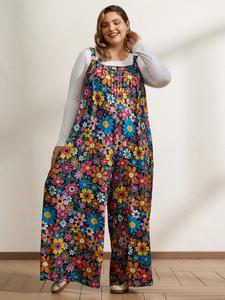 【Easter's Haul】【Work Appropriate】 Bloomchic 2-In-1 Polka Dot Neck-Tie Jumpsuit 2026 Spring Break Gift,Spotlight,Summer wins,Deals for you days Floral Print Overalls Boho Casual Romper
