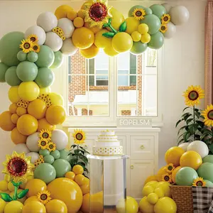 Sunflower Balloon Garland Arch Kit 149Pcs Mustard Yellow And Sage Green Latex Balloons With Sunflower Foil Balloons For Sunshine Sunflower Bee Themed Wedding Birthday Party Decorations