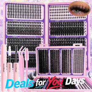 Lash Clusters Kit，800Pcs Lash Clusters, Includes Spiky and Bottom Lashes, 40D+60D+80D+100DMixed Style Volume Eyelash Clusters single box/with Glue, Tweezers and Brush, 3D Individual Wispy Eyelash, Fluffy Manga Eyelashes, Dense Thickened Lash for DIY
