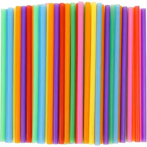 120 Pack Smoothie Straws, 10.3 Inches Disposable Plastic Straws for Milkshake in Assorted Bright Colors