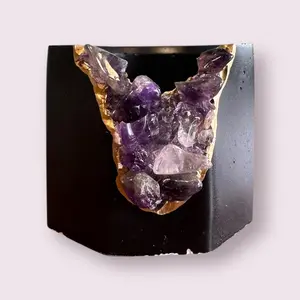 Raw Amethyst Candle Holder | Planter | Black, Black Crystal Candle