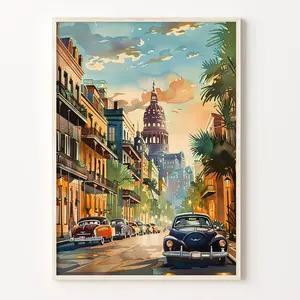 Phoenix Arizona Painting: Vintage Cityscape Art Print, Unframed