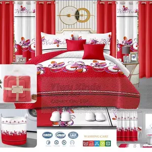 ️ Luxury 24 PCS King Bedding & Curtain Set – Full Room Décor