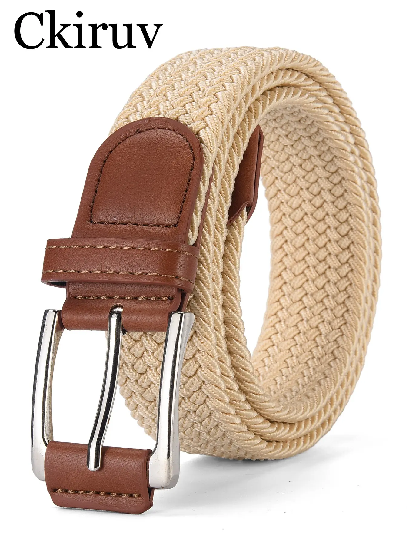Men's Sporty Waistband, Casual Waist Belt, Elastic Woven Belt with Premium Alloy Buckle, No-Hole Design, Adjustable Size, Comfortable & Breathable, Casual Modern Waistband, Belts Men