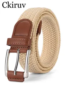 Men's Sporty Waistband, Casual Waist Belt, Elastic Woven Belt with Premium Alloy Buckle, No-Hole Design, Adjustable Size, Comfortable & Breathable, Casual Modern Waistband