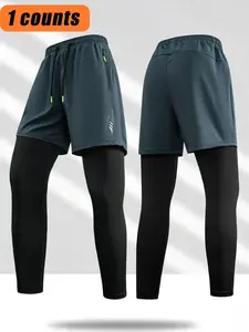 Men's 2-In-1 Sport Support Compression Pants, Long Sleeve Athletic Wear, Comfortable Fit for Daily Use & Sports, Ideal for Performance Gear