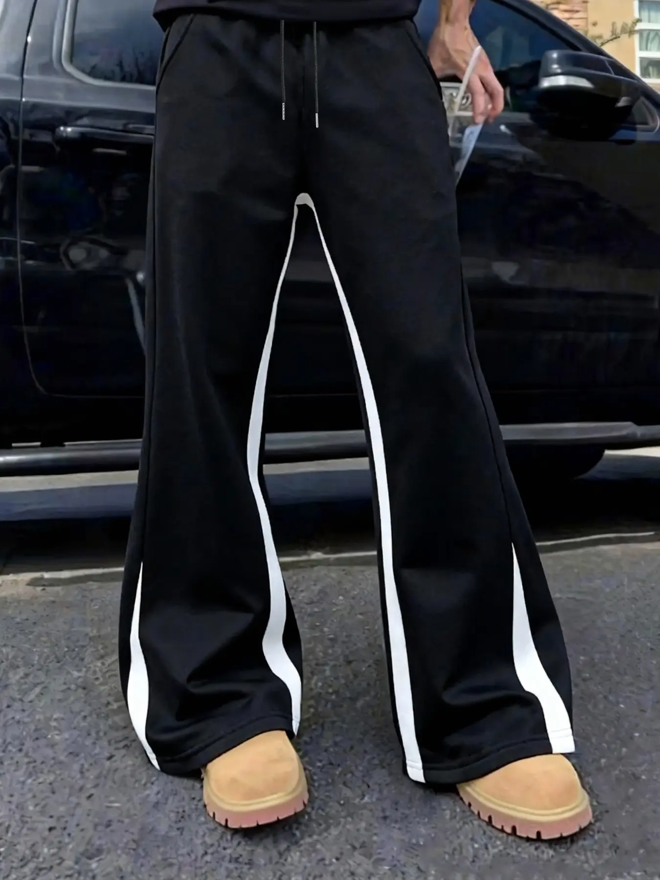 TikMen Men's Nyc Print Sweatpants, Casual Street Style Joggers, Elastic Waistband, Colorblock Design, Spring & Fall Fashion Pants