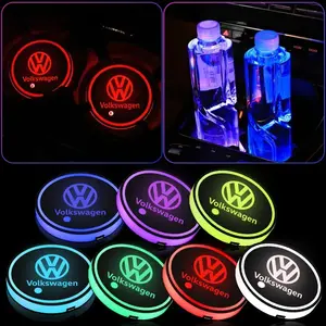 Volkswagen Universal Car 7 Color RGB LED Cup Holder Light, Car Decorative Light, Interior Decoration Pad, Upgrade Accessory for Vehicle Water Bottle Slot