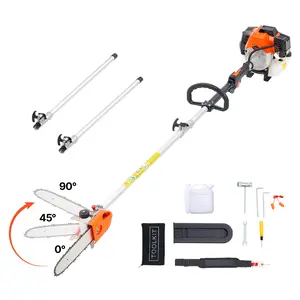 VEVOR Gas Pole Saw, Summervibes,Summervibes, 43CC 2 Stroke Gas Powered Pole Saws with 10 in Cutting Bar, Cordless Tree Trimmer with Rotatable Head, 6.9 to 11.8 ft Extendable, Powerful Chainsaw for Tree Trimming Pruning