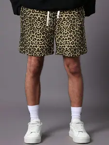 Men's Regular Fit Leopard Print Shorts, Casual Comfy Pocket Design Shorts for Daily Wear, Men's Bottoms Menswear for All Seasons