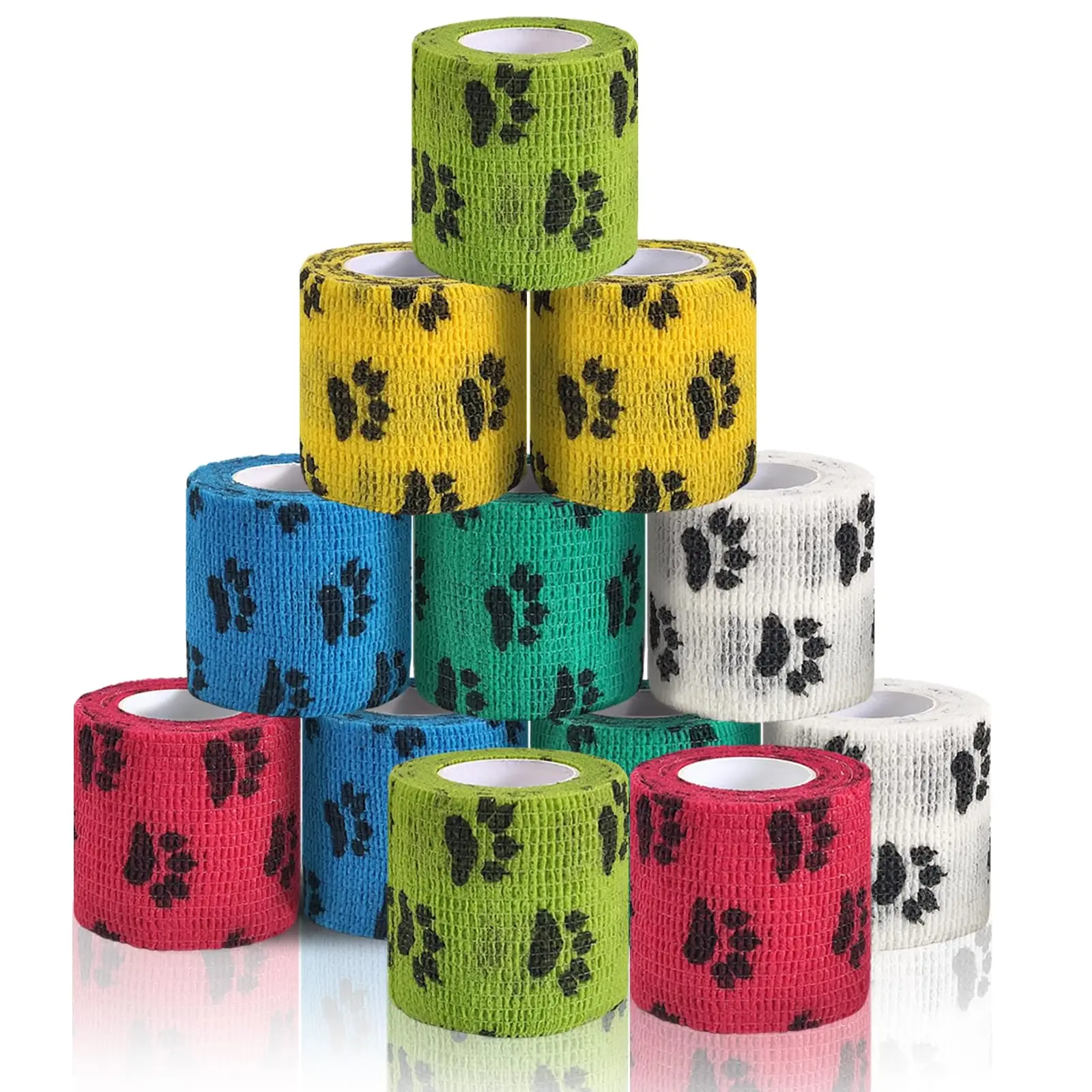 Self-Adhesive Dog Paw Bandages - 8 Pack of Light Vet Wrap for Wound Care and First Aid for Pets