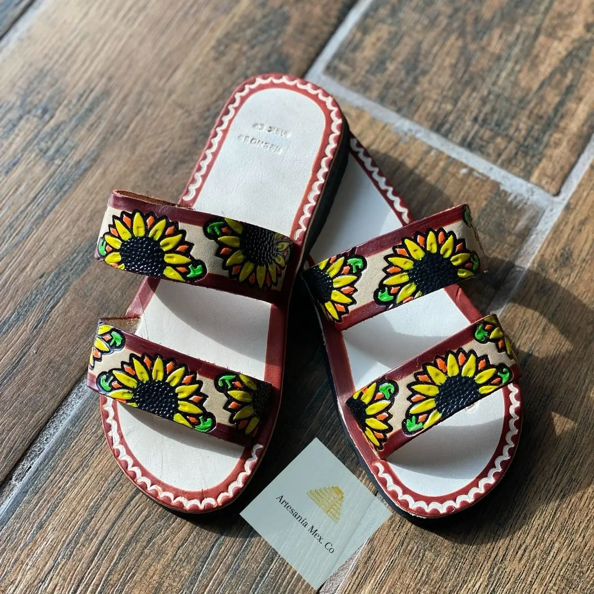 Sunflower Leather Sandals- Huaraches de girasol Footwear Women