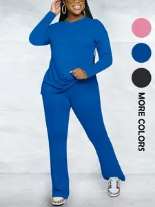 Women's Casual 2 Piece Set, Long Sleeve Top & Flare Pants, Comfortable Sportswear for Daily Wear, Fashion Home, Sweatsuits Set, Sweatsuit Sets