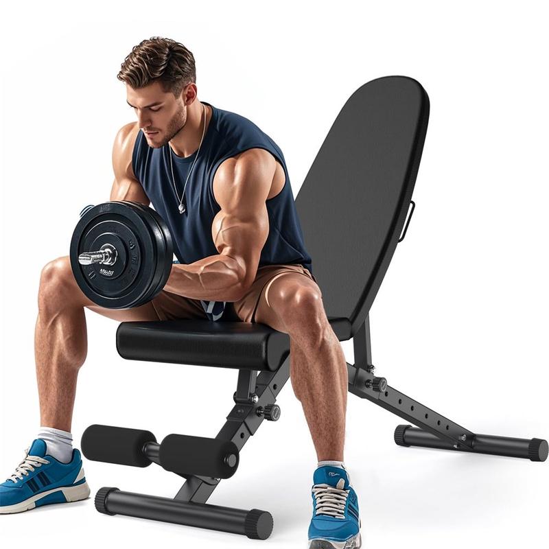 Adjustable Weight Bench, 800 Lbs Capacity, 8 Backrest & 3 Seat Positions, Adjustable Bench for Full Body Workout, Space-Saving Foldability, for Indoor Workout, Home Gym (Black)