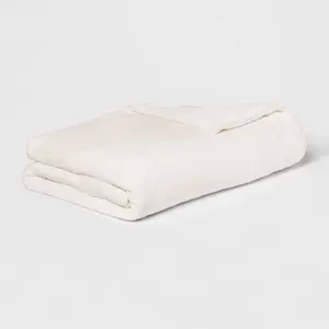 55"x80" 15lbs Micro Plush Weighted Blanket with Removable Cover Ivory - Threshold: Glass Beads, Machine Washable