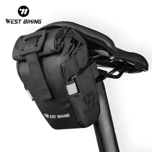 WEST BIKING MTB Road Textured Foldable Extendable Bike Saddle Bicycle Travel Tail Bag Waterproof Cycling Rear Bicycle Tail Bags