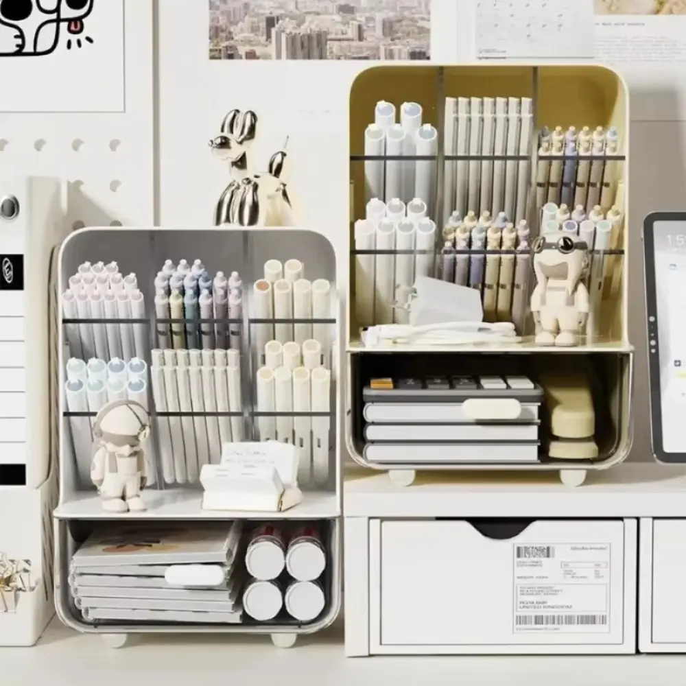 Slant plug pen holder Marker Pen Holder office desk stationery desktop models organizer compartment storage capacity miscellaneous shelves Desk Tidy