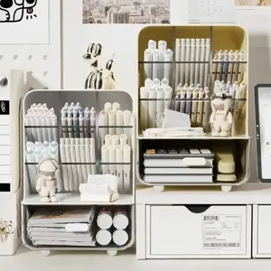 Slant plug pen holder Marker Pen Holder office desk stationery desktop models organizer compartment storage capacity miscellaneous shelves Desk Tidy