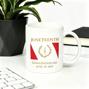 Juneteenth Emancipation Day Unisex Reusable Ceramic Mug Featuring Black American Heritage Flag June 1865 Memorial Gift for Men and Women