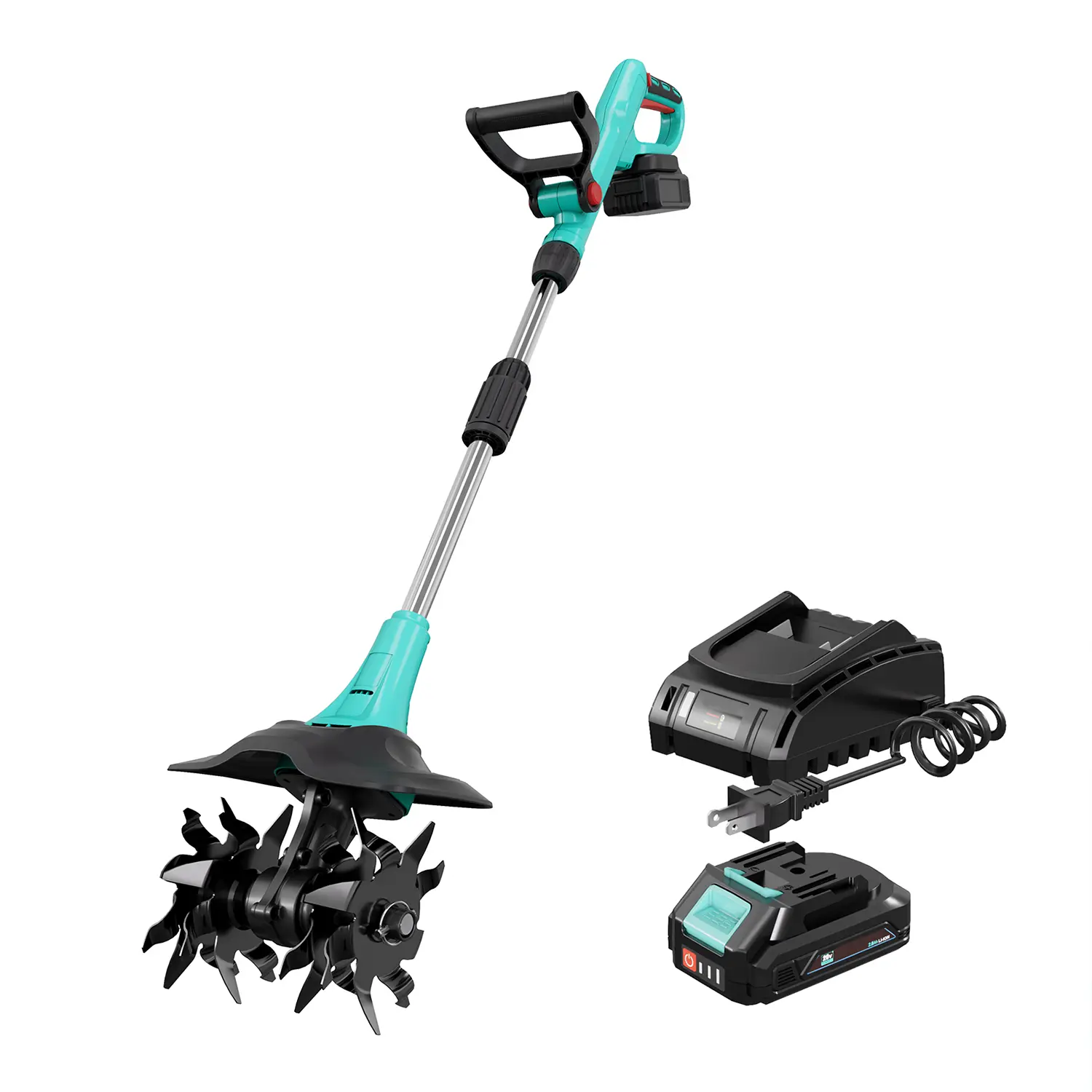 20V Cordless Tiller Cultivator, Electric Garden Tiller, 9 inch Tilling Width and 6.6 inch Depth Garden Rototiller, with 2 * 2.0Ah Batteries & Charger