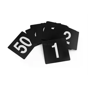 23206 Plastic Double Sided Table Numbers 1-50, 4-Inch by 4-Inch, Light Grey on Black