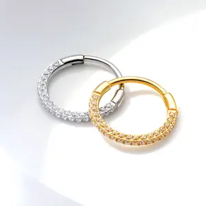 KUTLAN 20G Titanium Triple Sided Hinged Nose Ring, Single Piercing, Septum Helix Daith Lobe Piercing Jewelry